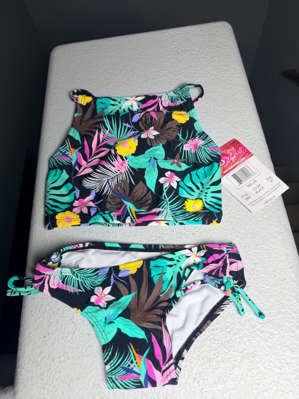 Kanu Surf Black Tropical Floral High-Neck Two-Piece Bikini - Picture 2 of 3